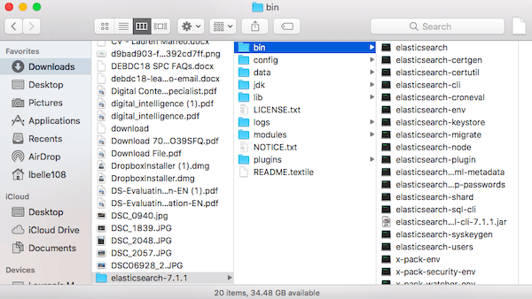 The elasticsearch/bin menu. The elasticsearch/bin menu.
