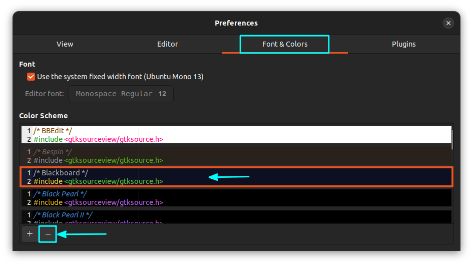 Select theme that you want to remove from the list and press 